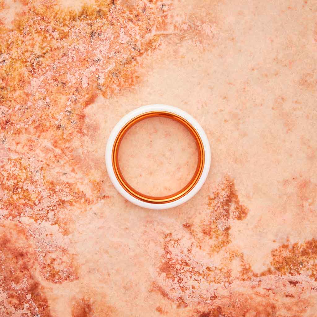 White Ceramic Ring - Resilient Orange - 4MM