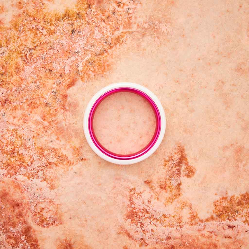 White Ceramic Ring - Resilient Pink - 4MM