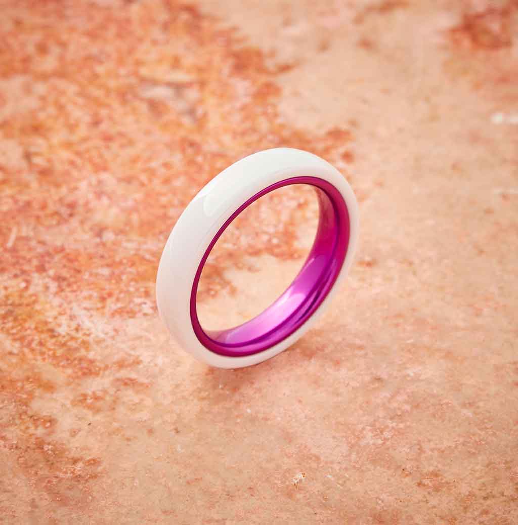 White Ceramic Ring - Resilient Purple - 4MM