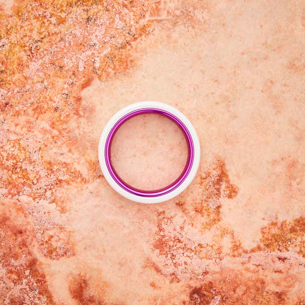 White Ceramic Ring - Resilient Purple - 4MM