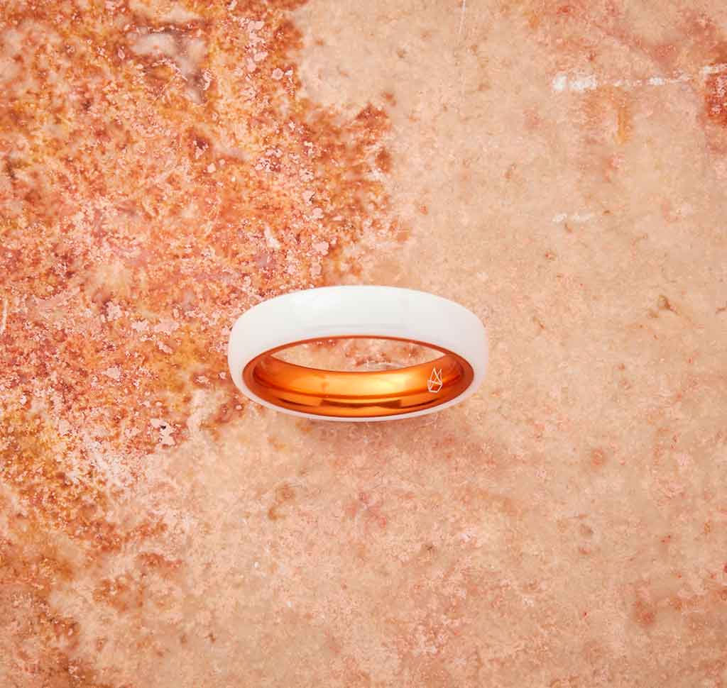 White Ceramic Ring - Resilient Orange - 4MM