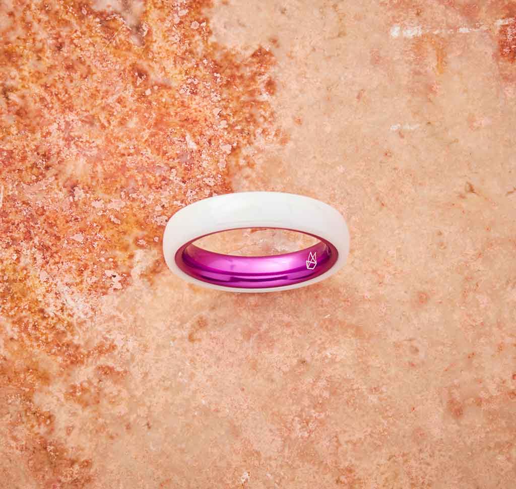 White Ceramic Ring - Resilient Purple - 4MM