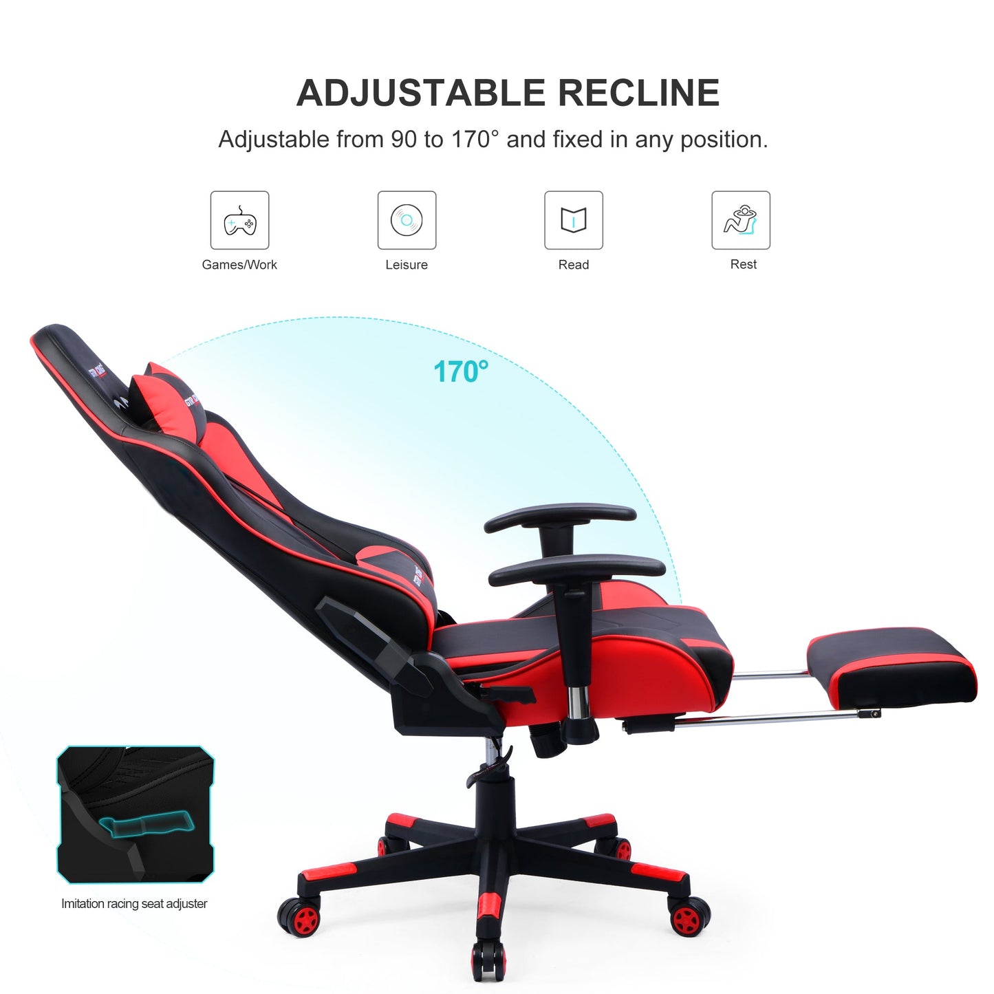 GTRACING Gaming Chair Office Chair PU Leather with Footrest&Adjustable Headrest