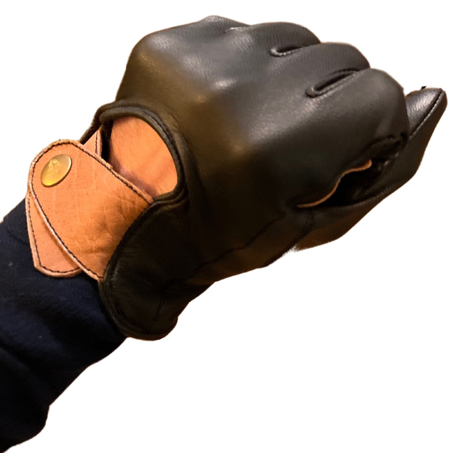 Dipped Leather Deer Glove: Lion Guard Driving Glove: Black/Brown