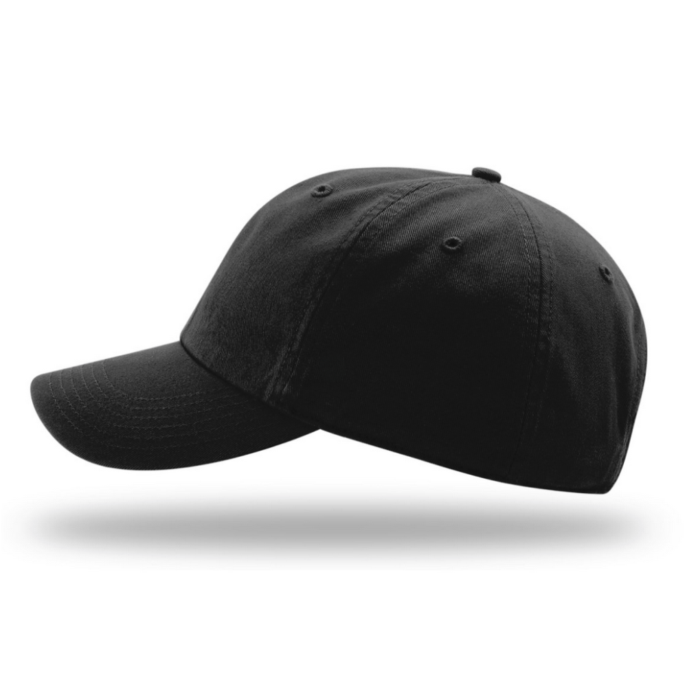 0313 Blackout Unstructured Hat with embroidery- Black Hat w/ Black