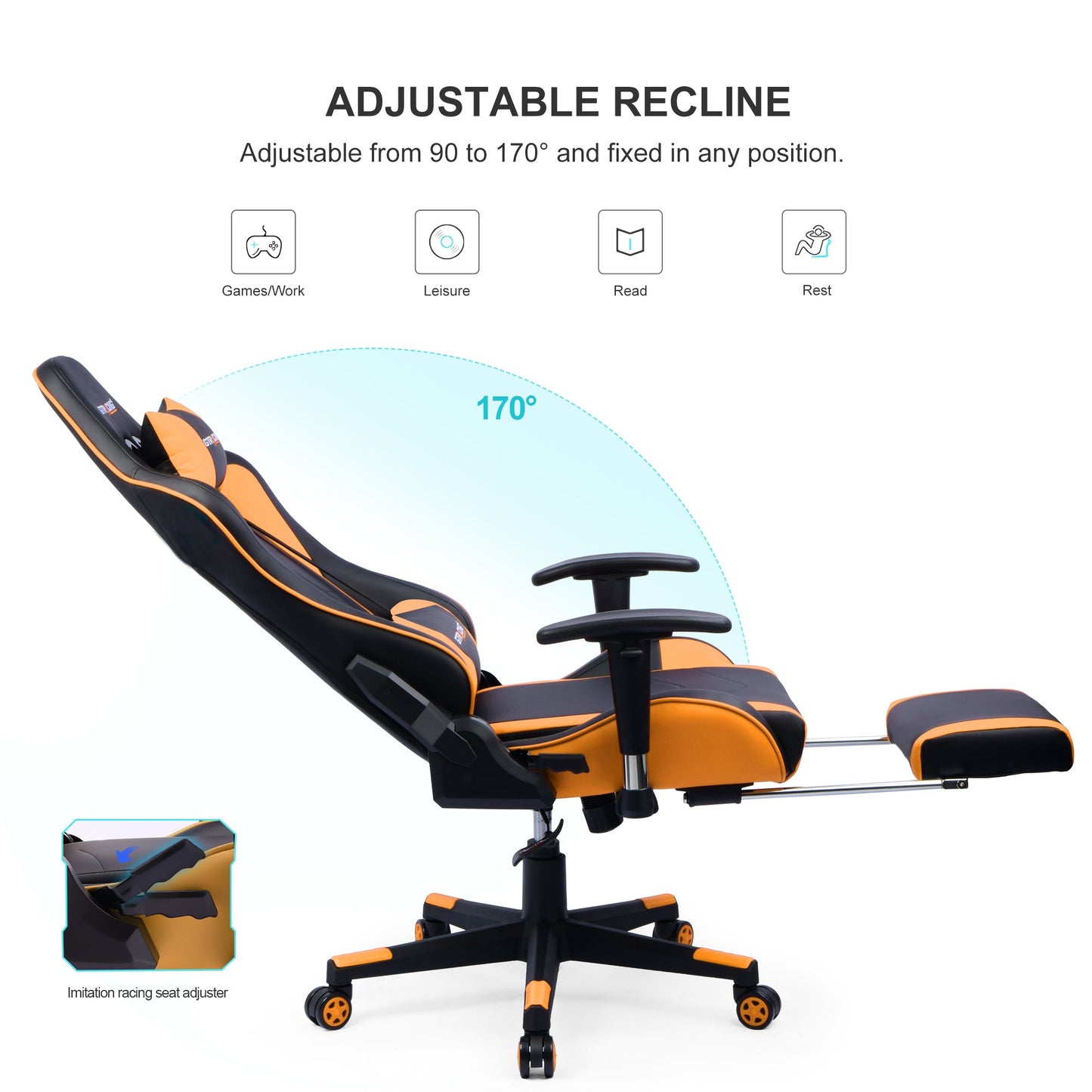 GTRACING Gaming Chair Office Chair PU Leather with Footrest&Adjustable Headrest