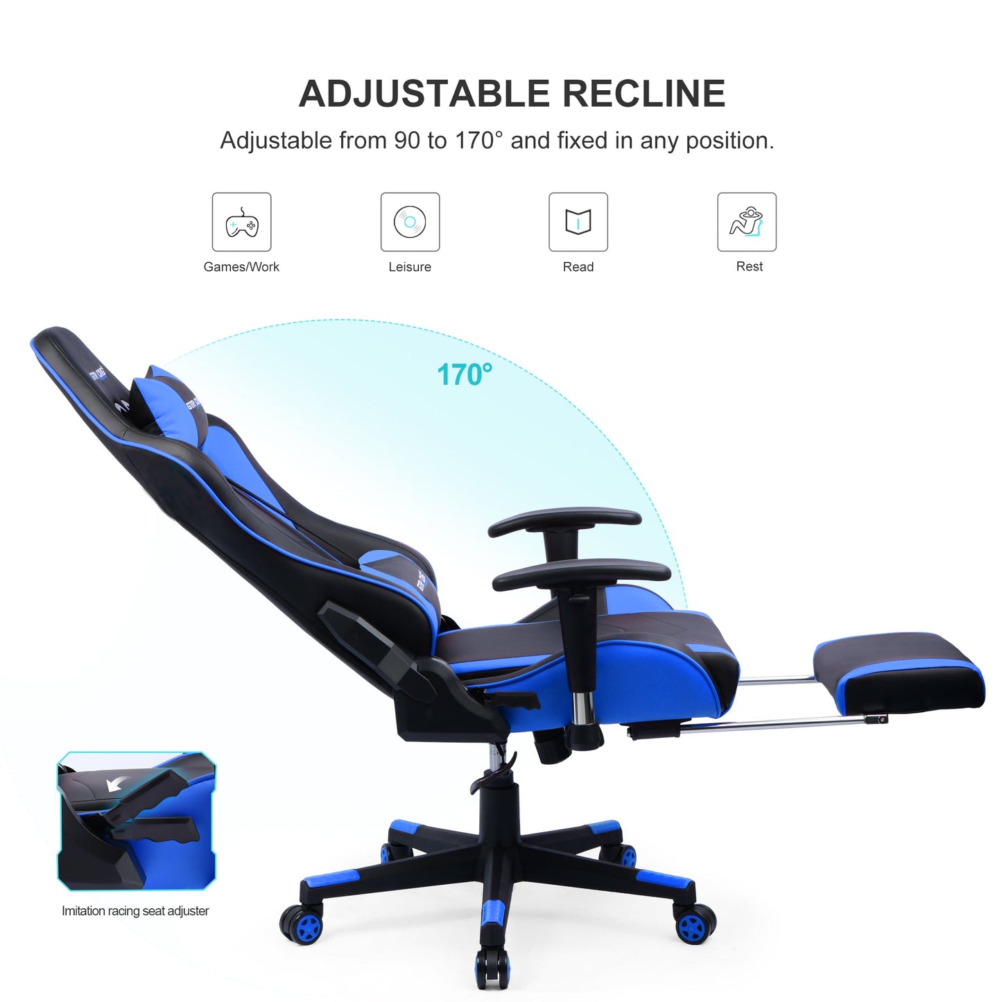 GTRACING Gaming Chair Office Chair PU Leather with Footrest&Adjustable Headrest