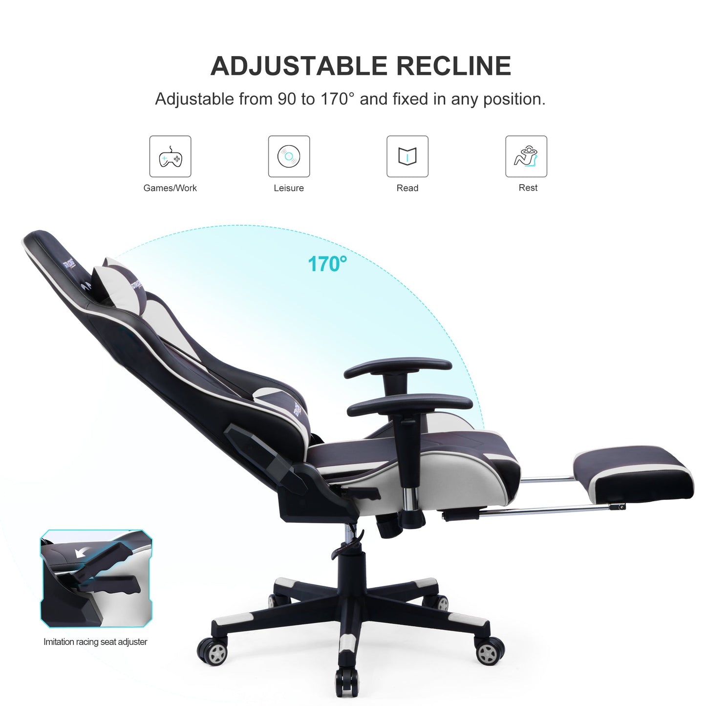 GTRACING Gaming Chair Office Chair PU Leather with Footrest&Adjustable Headrest