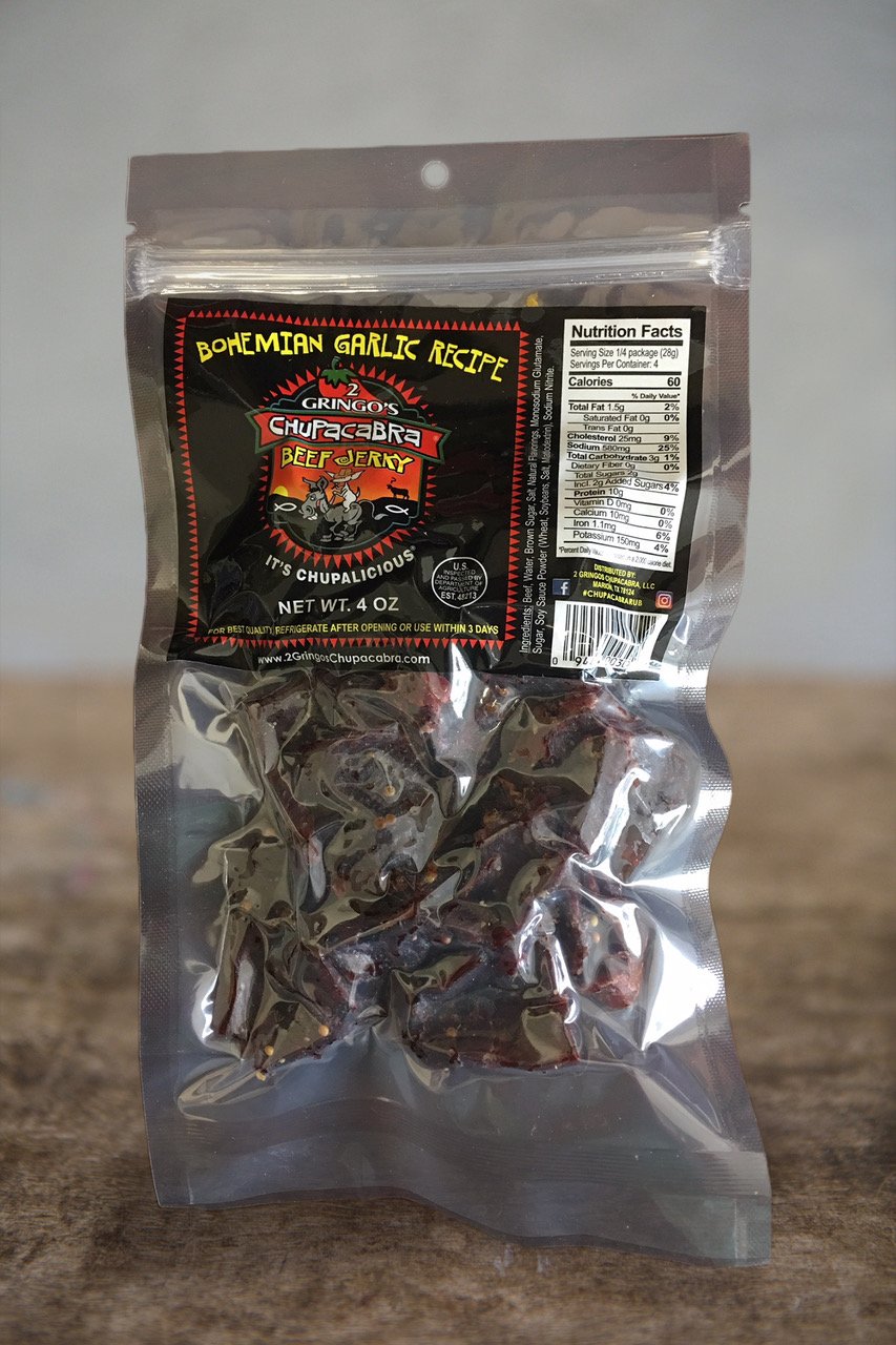 2 GRINGOS CHUPACABRA® BOHEMIAN GARLIC BEEF JERKY - 4 OZ