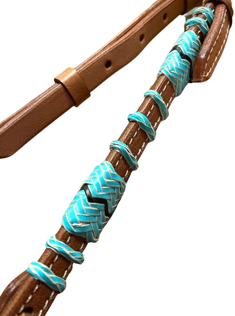 Turquoise Rawhide Light Oil Browband Headstall