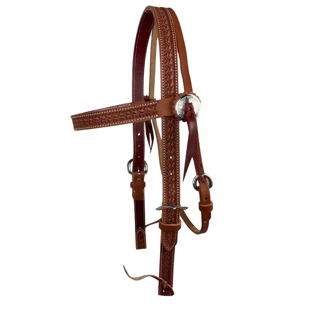 Mahogany Leather Basket Stamped Headstall