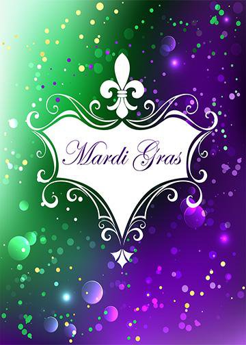 Mardi Gras on Purple Green Background