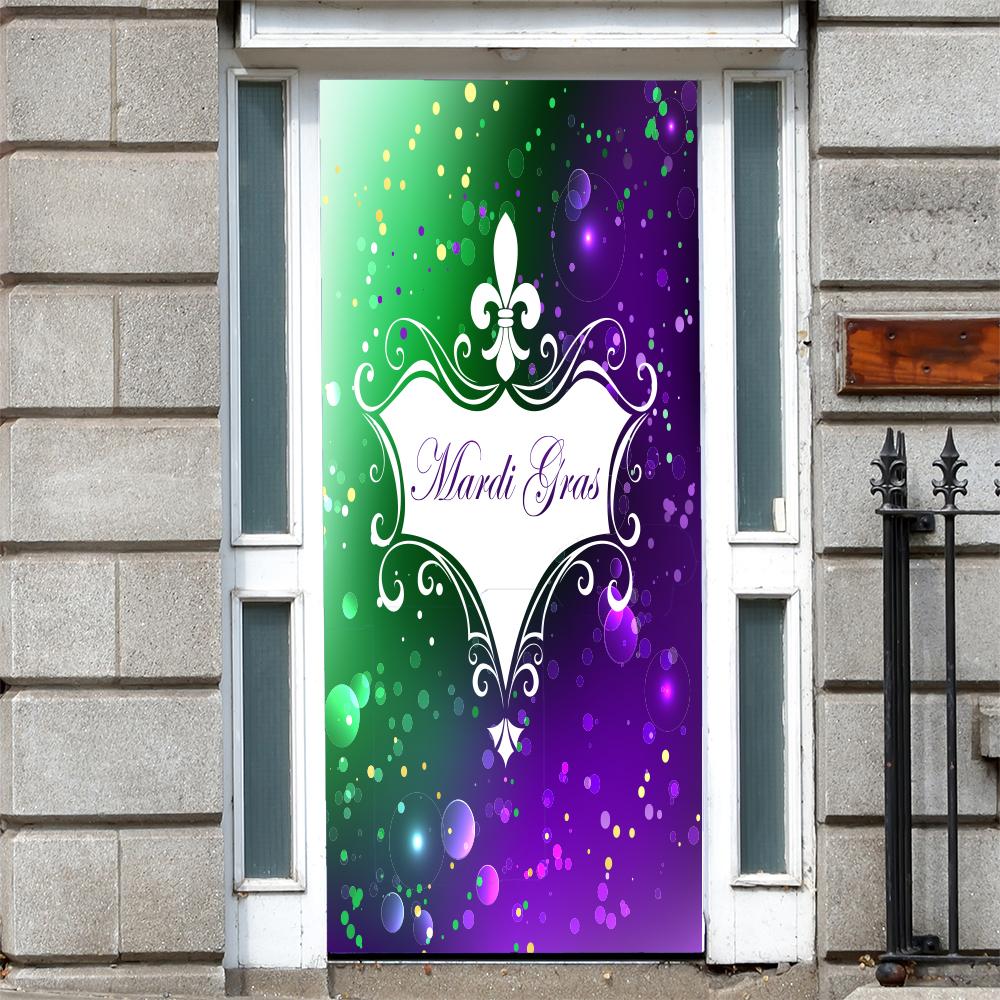 Mardi Gras on Purple Green Background