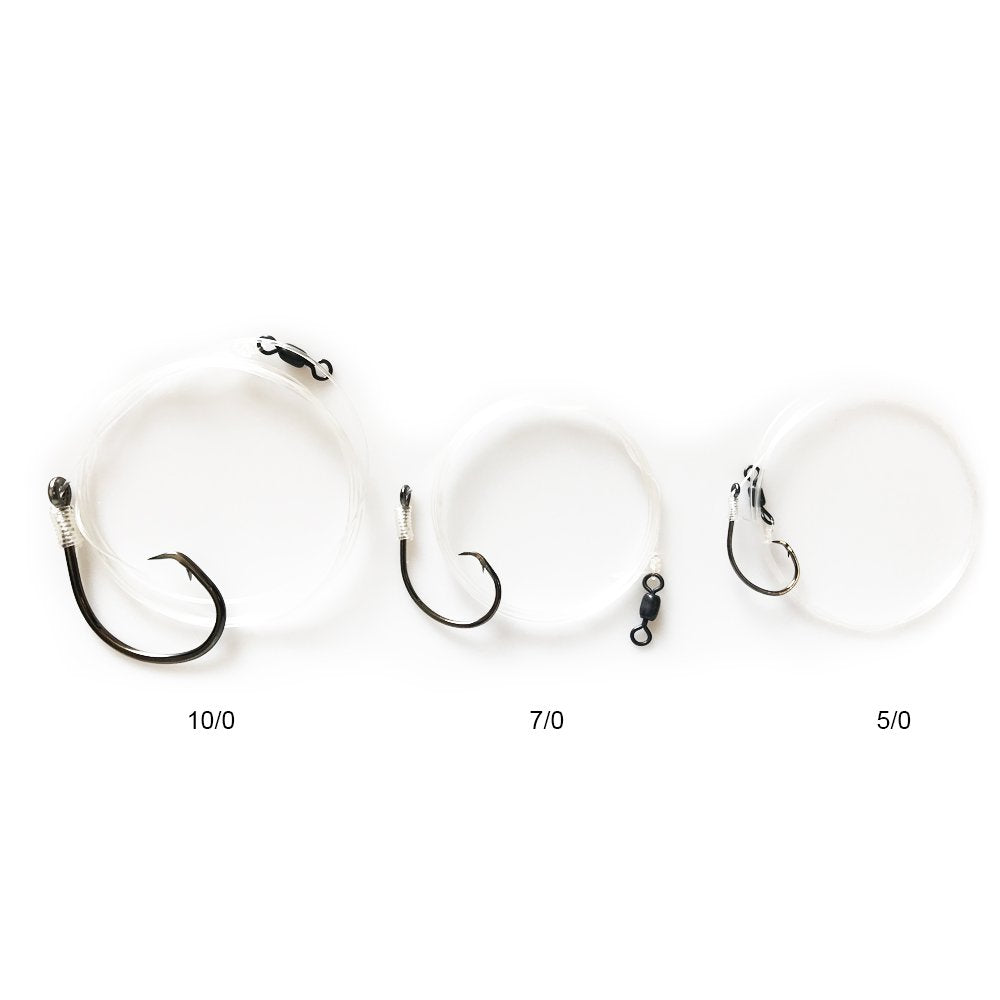 BlacktipH Live Bait Rigs with 10/0 Black Nickel Circle Hook and Premium Rosco Swivel - Large 5 Pack