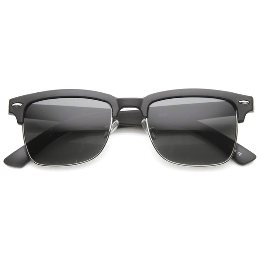 Indie Dapper Square Half Frame Horned Rim Sunglasses 9809