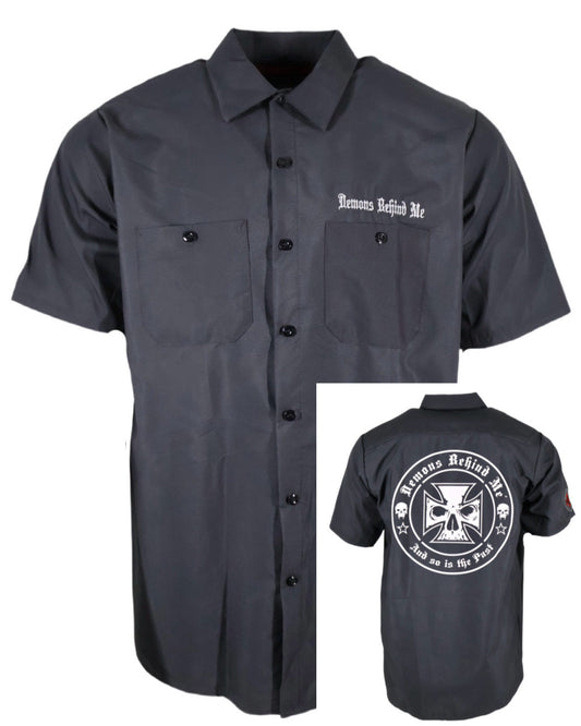 Embroidered Shop Shirt -Men's Charcoal