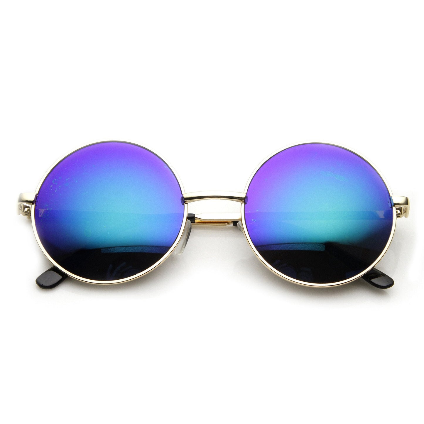 Retro Flash Color Mirror Lens Round Metal Sunglasses 9203