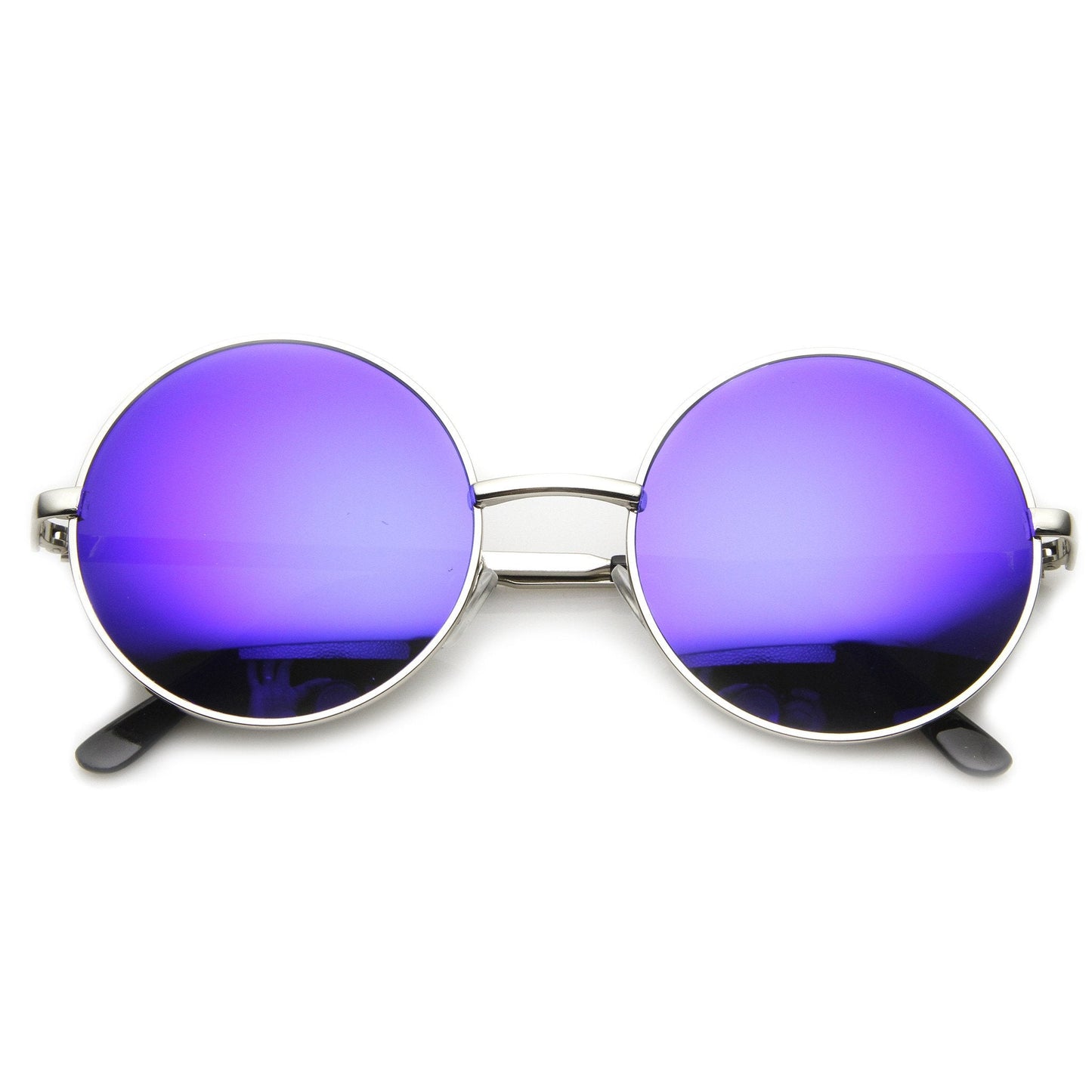 Retro Flash Color Mirror Lens Round Metal Sunglasses 9203