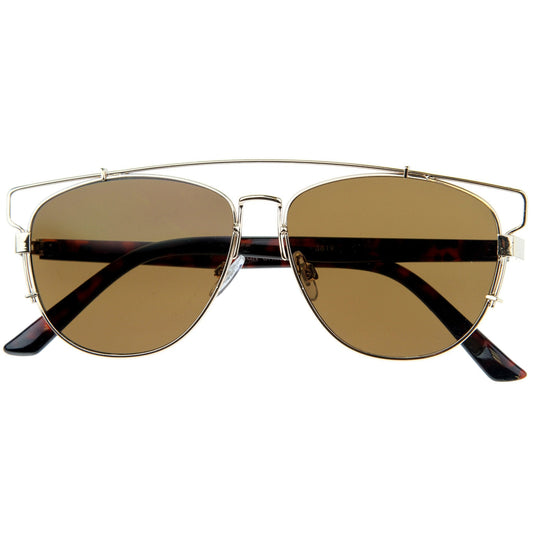 Modern Fashion Panto Flat Front Metal Aviator Sunglasses A121