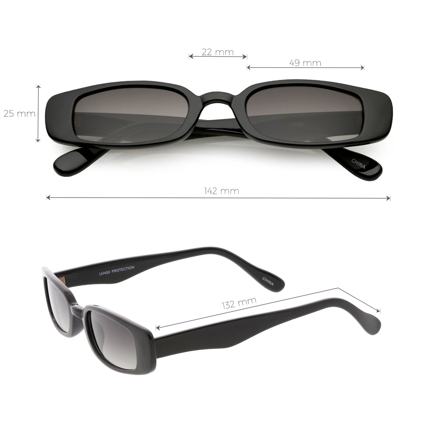 Retro 1990's Thin Rectangle Fashion Sunglasses C547