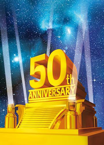 Golden 50th Anniversary on a Platform