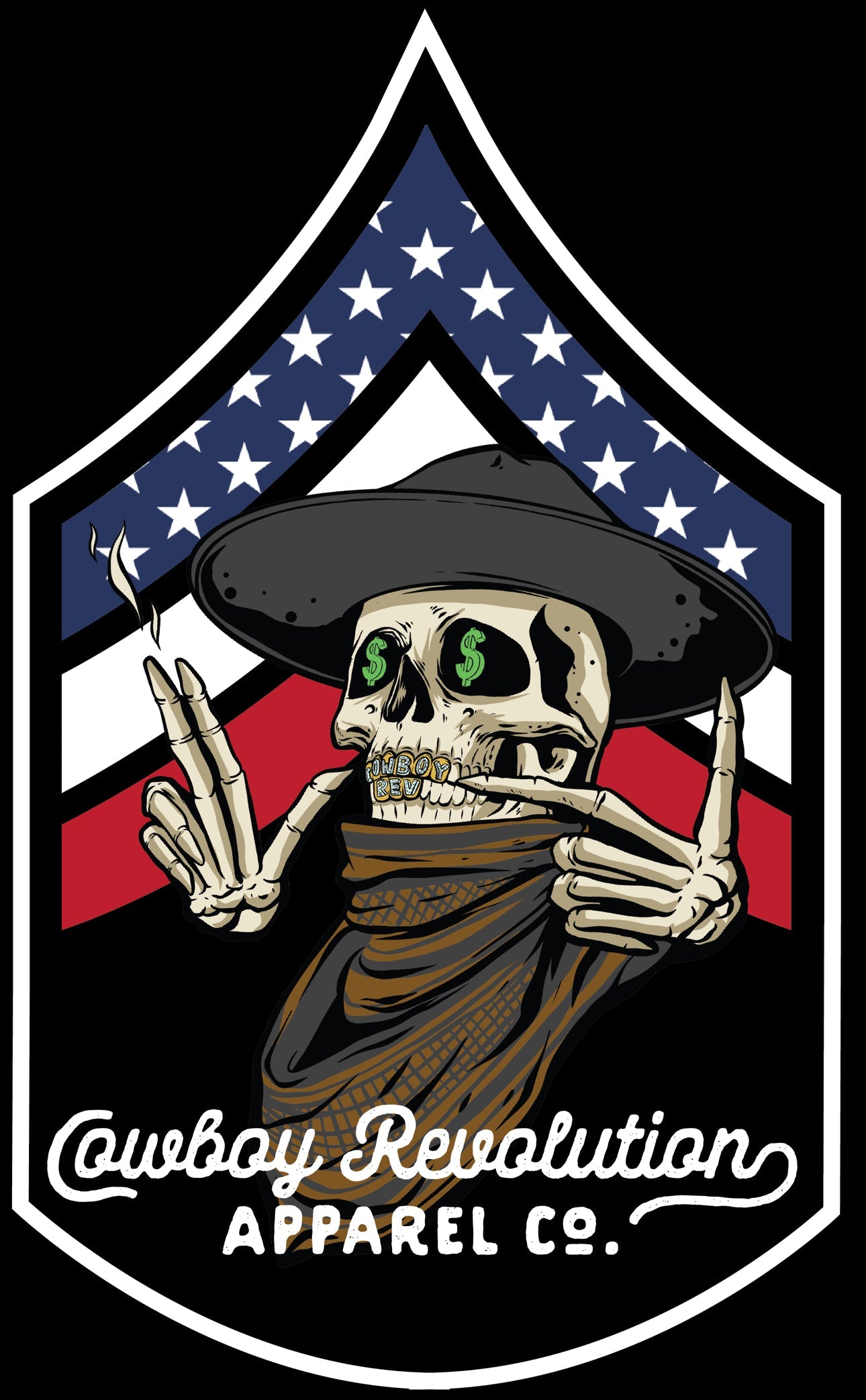 “American Gangster” Cowboy Revolution Apparel Co. Iron-On Patch & Sticker Set