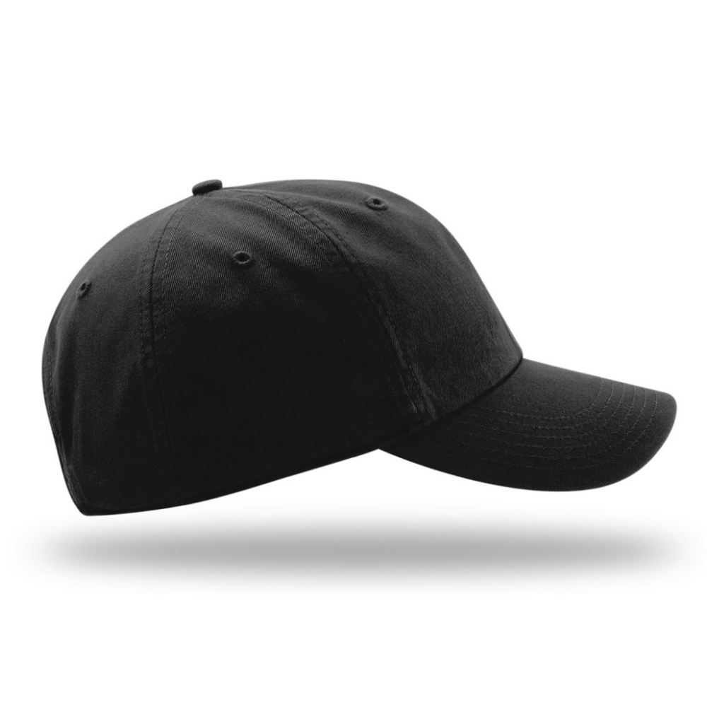 0313 Blackout Unstructured Hat with embroidery- Black Hat w/ Black