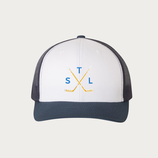 Crossed Sticks Curved Bill Trucker