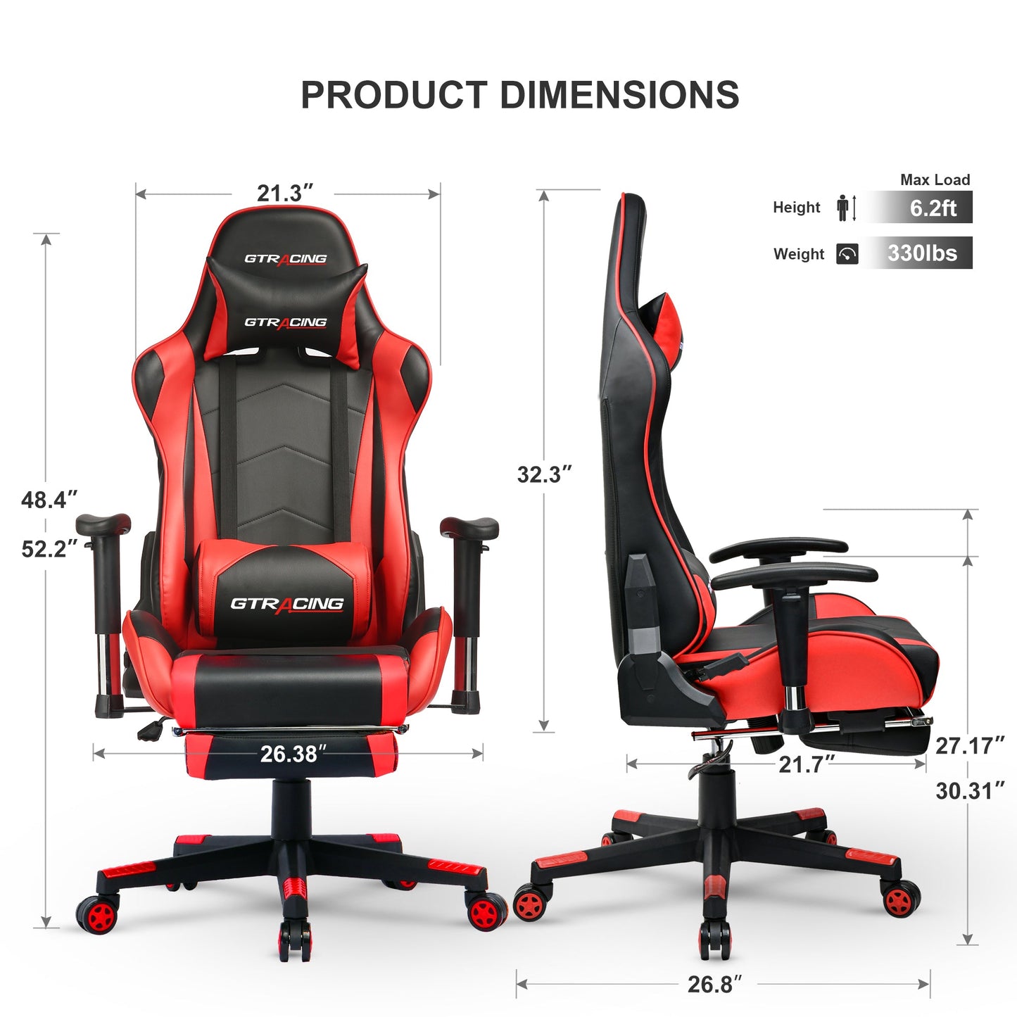 GTRACING Gaming Chair Office Chair PU Leather with Footrest&Adjustable Headrest