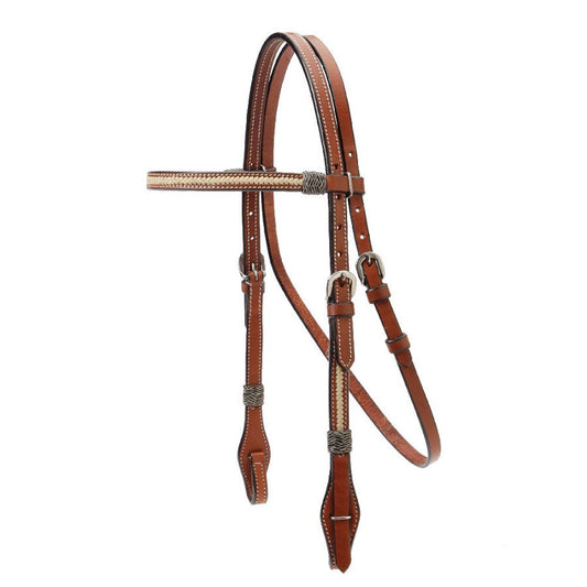 Braided Rawhide Overlay Browband Headstall