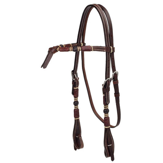 Dark Oil Futurity Headstall with Rawhide Overlay