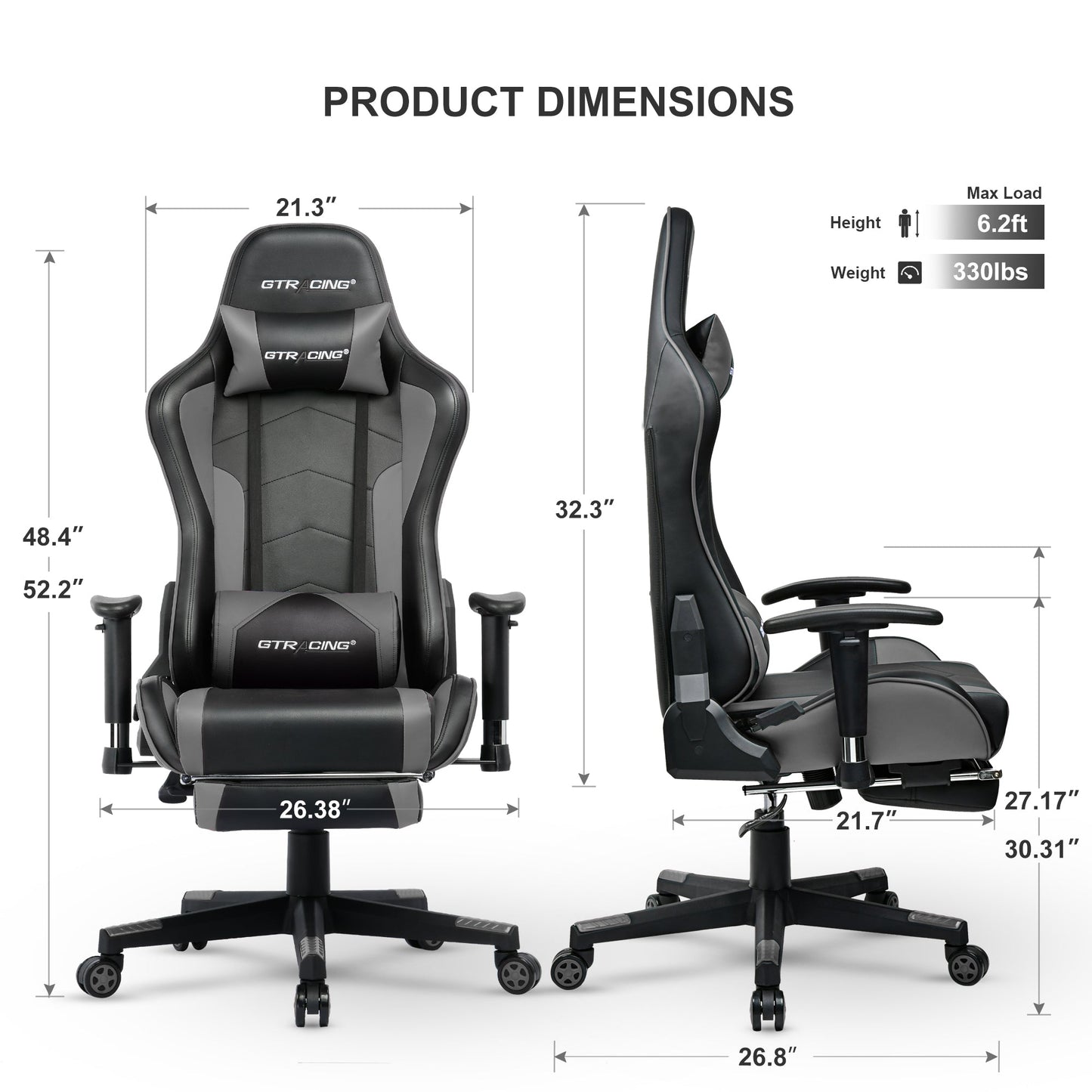 GTRACING Gaming Chair Office Chair PU Leather with Footrest&Adjustable Headrest