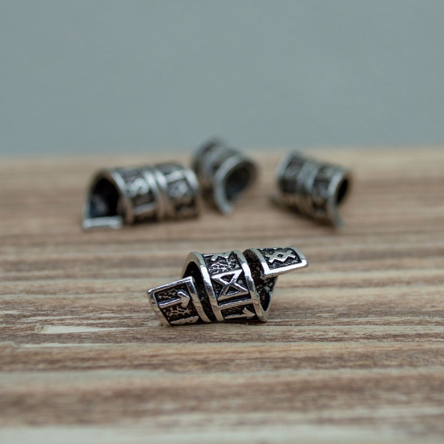 Rune Beard Rings - (Silver - 4)