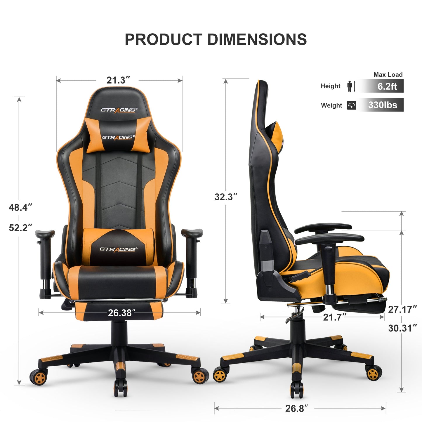 GTRACING Gaming Chair Office Chair PU Leather with Footrest&Adjustable Headrest