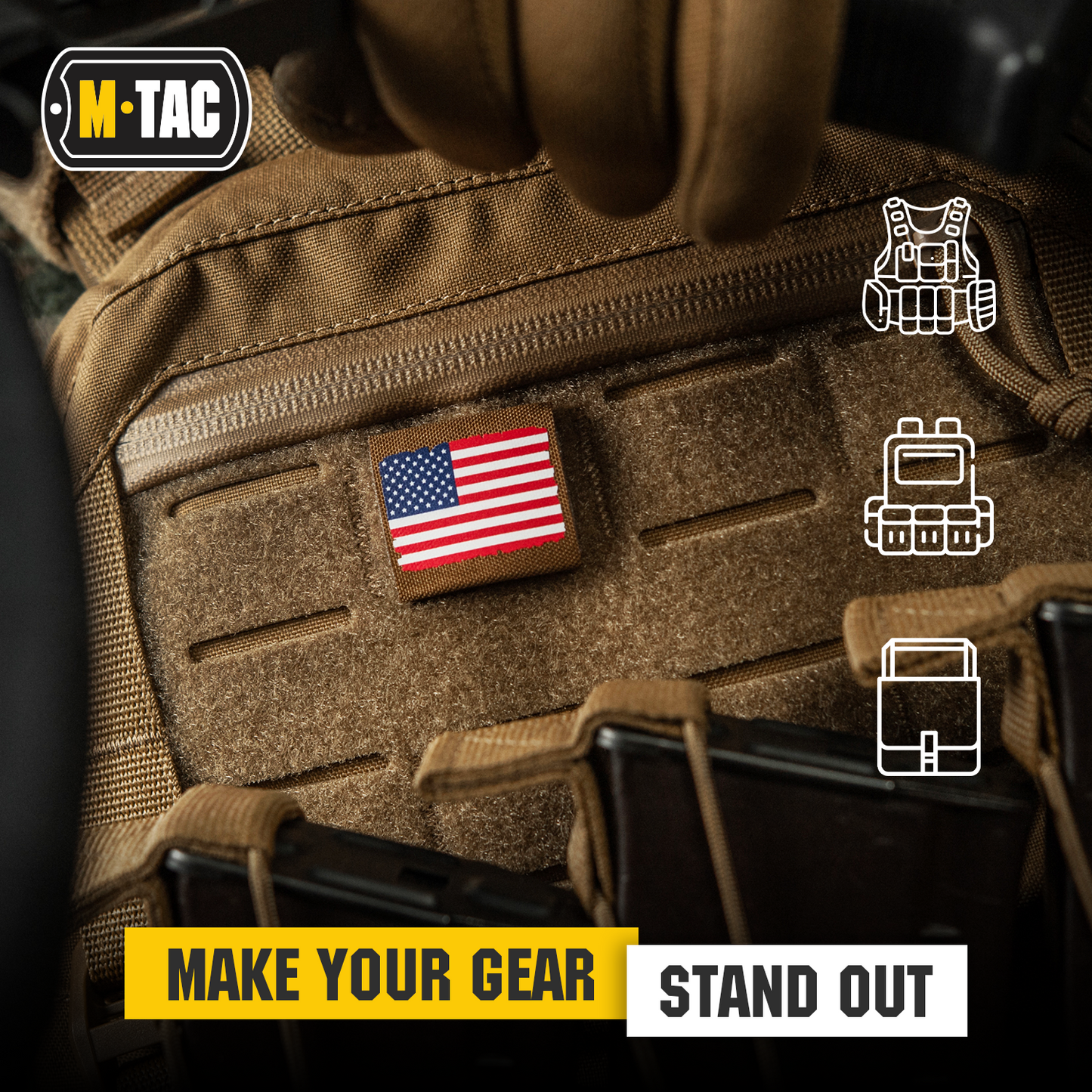 M-Tac Molle Morale Patch USA Flag - Tactical Military Badge