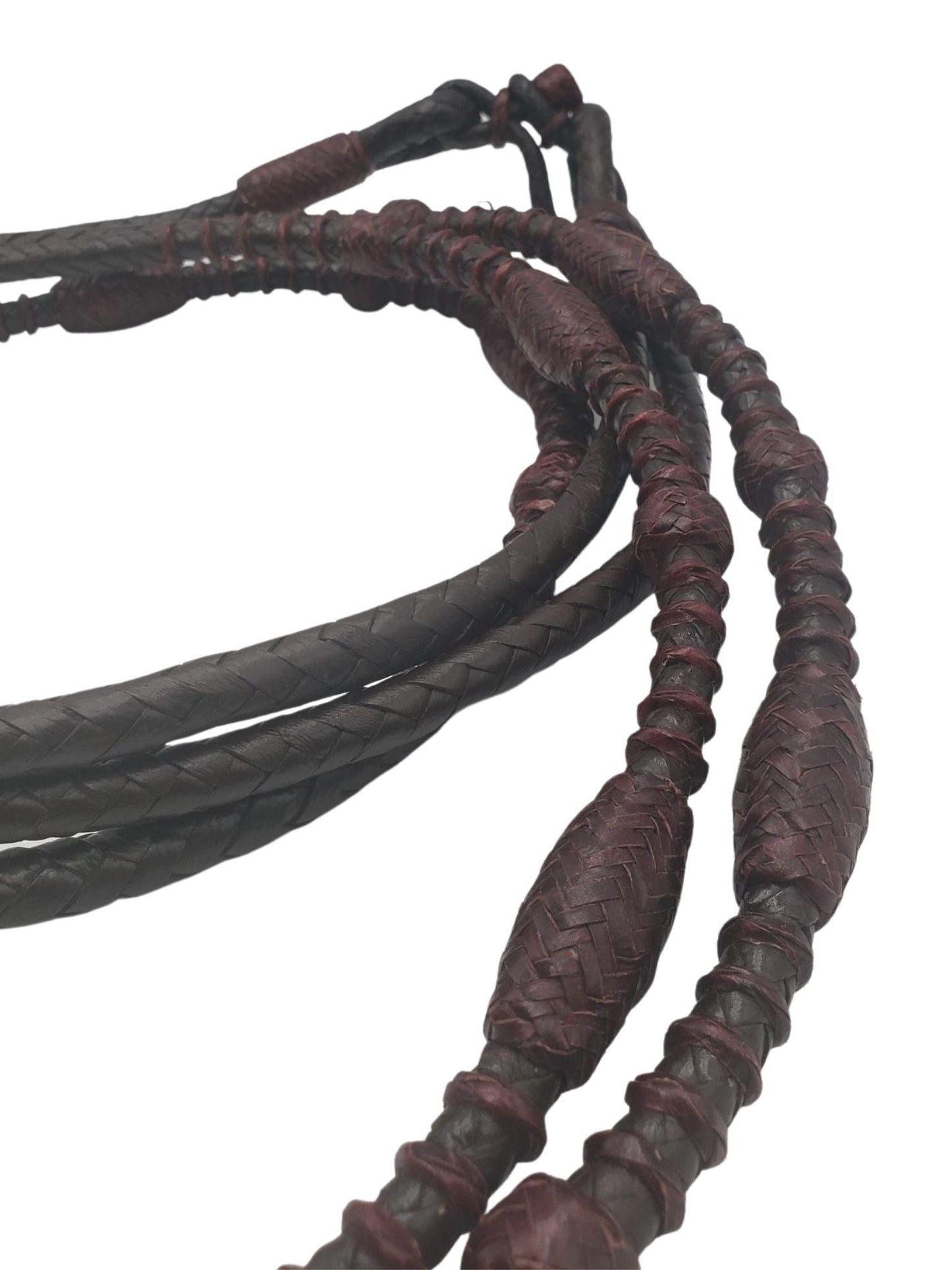 Dark Romel Reins with Red Rawhide