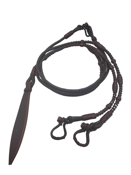 Dark Romel Reins with Red Rawhide