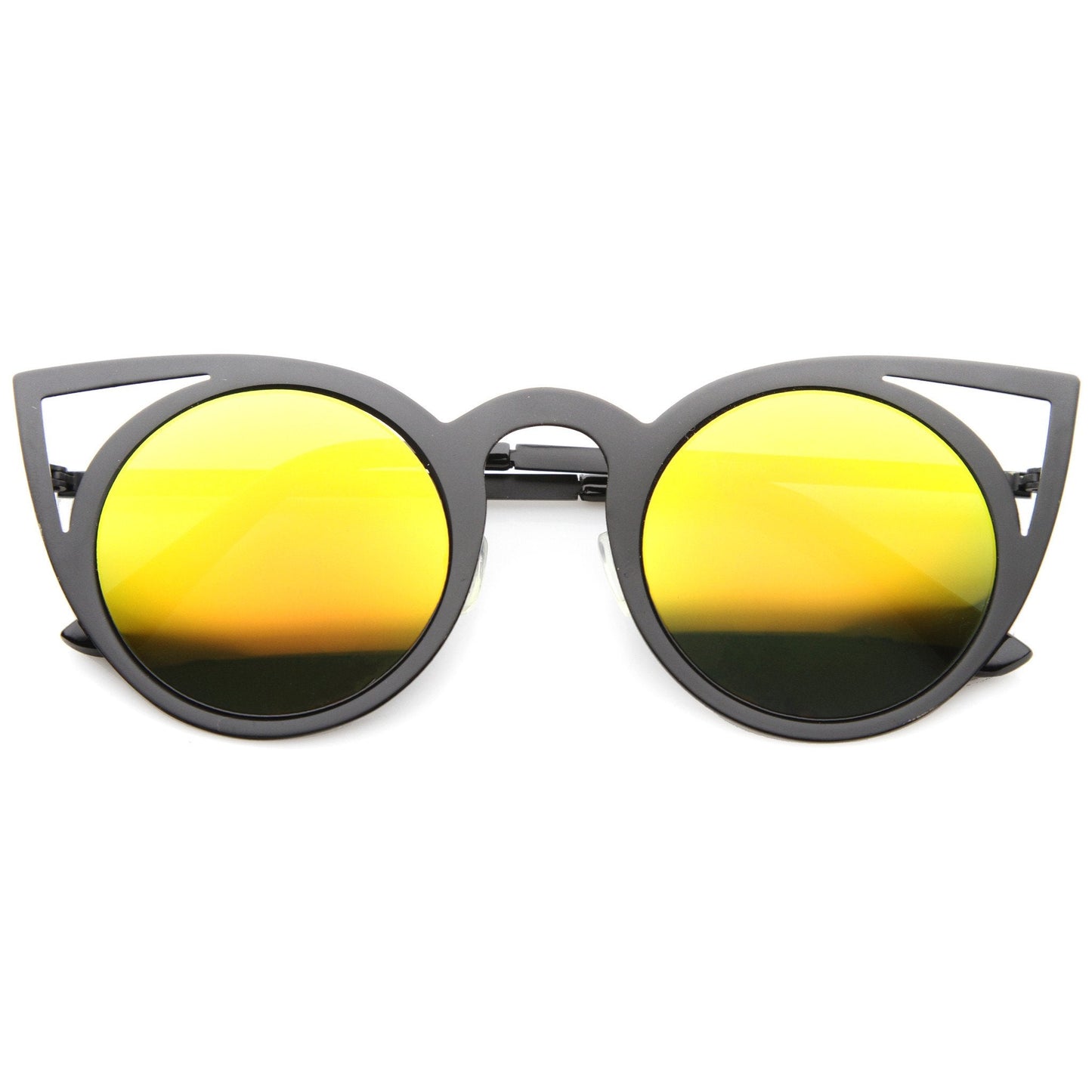 Women's Laser Cut Round Metal Mirror Lens Sunglasses A102