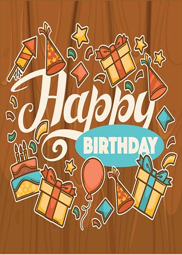 Happy Birthday on Wood Background