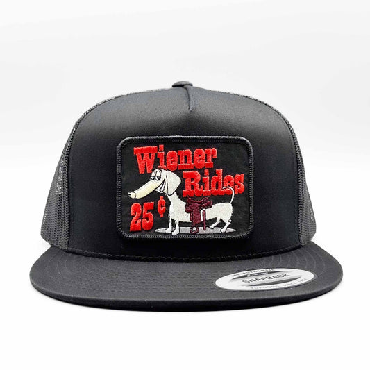 Wiener Rides 25 Cents All Black Trucker Hat