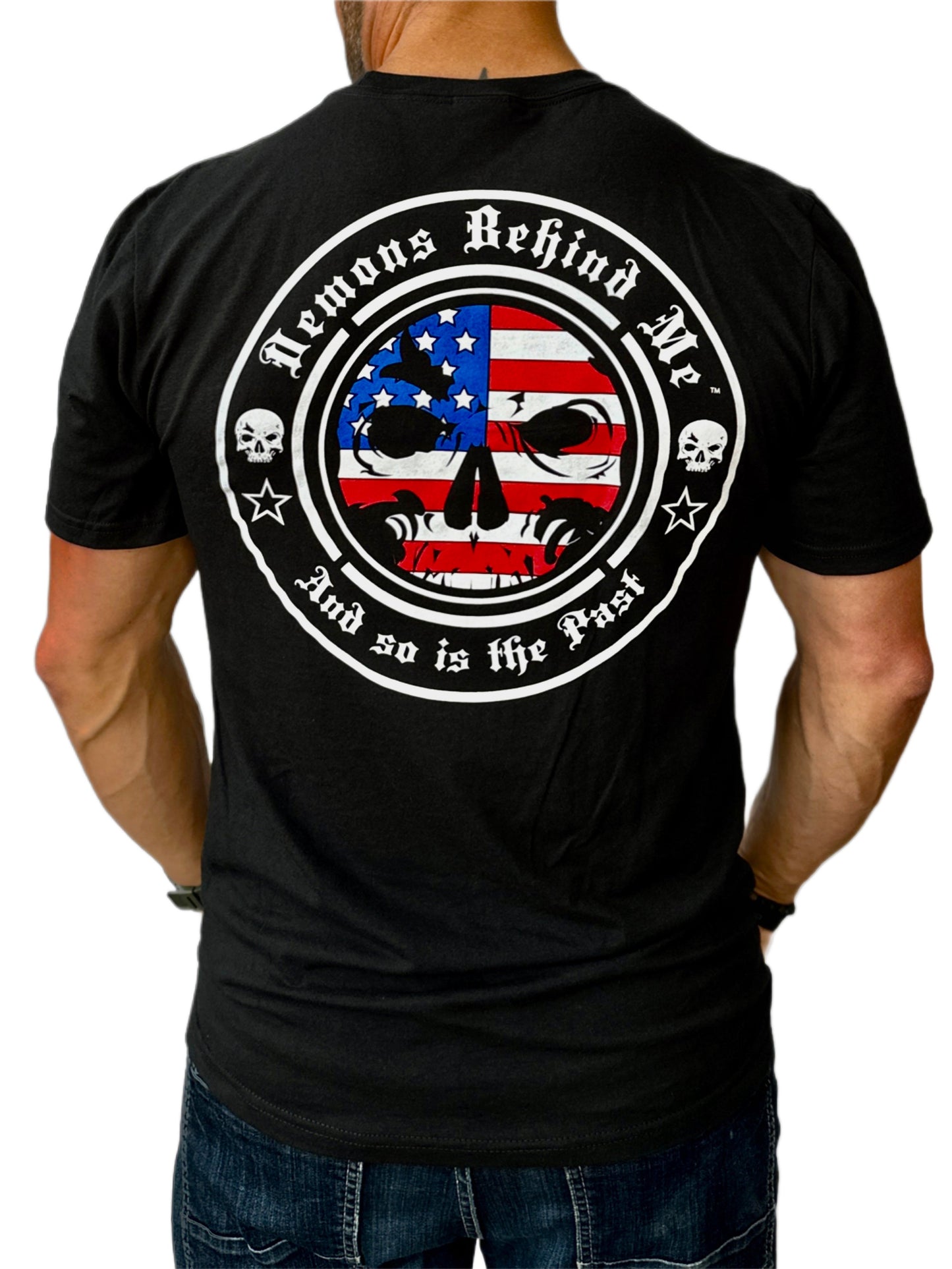 Men's Light-Weight Black T-Shirt - Patriotic Logo