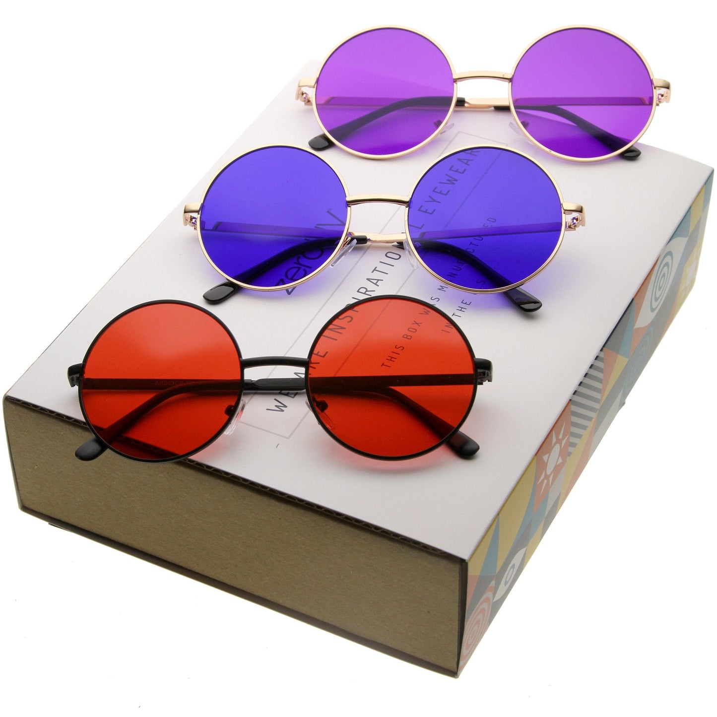 Retro Hippie Round Color Tone Metal Sunglasses 9892