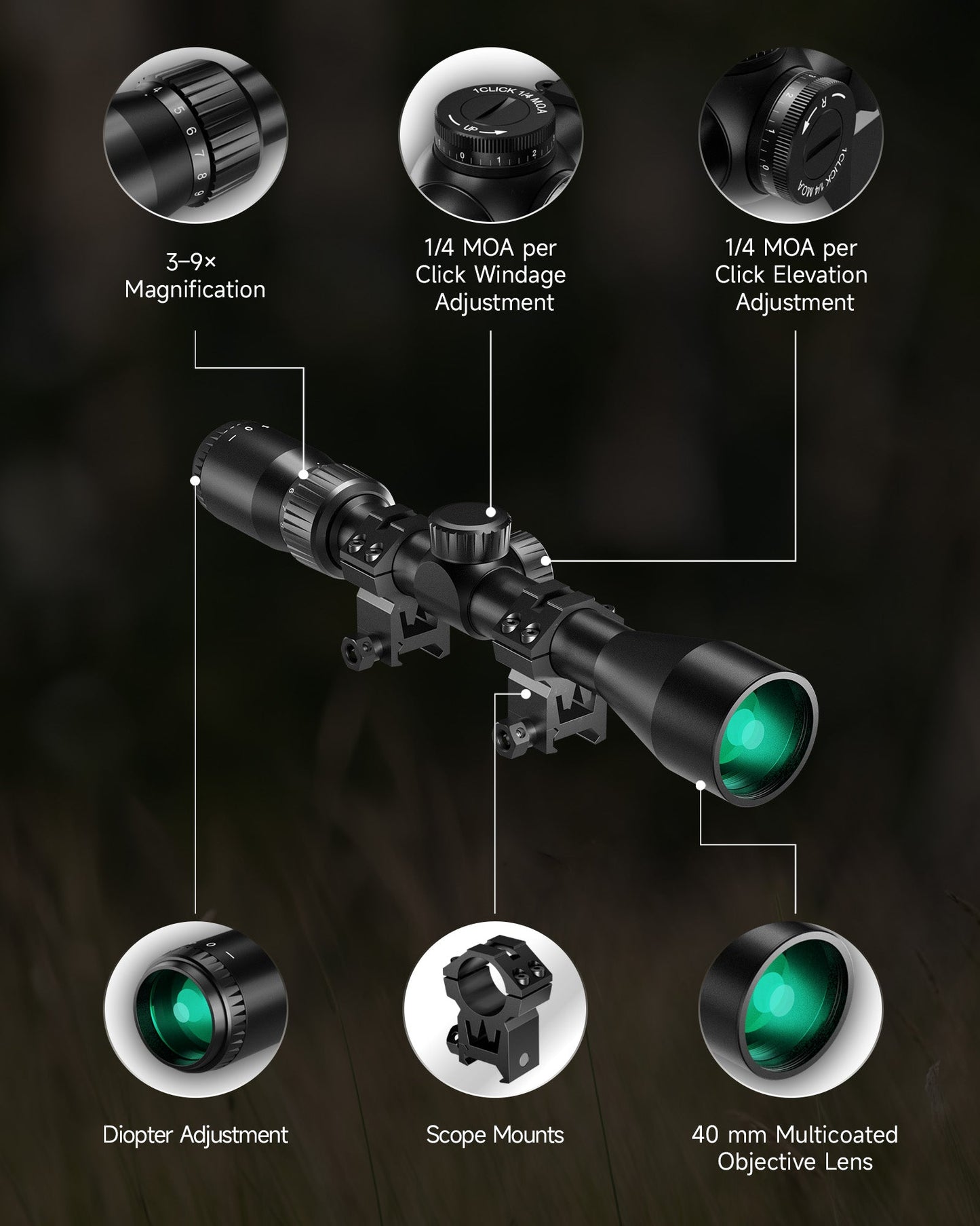 Multicoated Lens Optical Sights for Rifles Scope