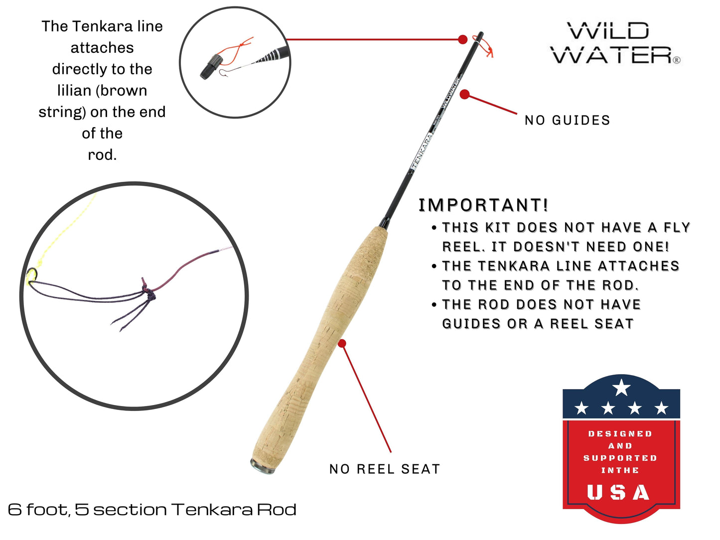 Tenkara Fly Fishing Kit, 6 ft Rod| Wild Water Fly Fishing