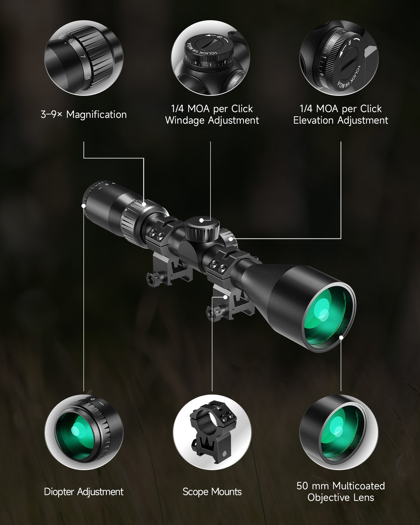 Multicoated Lens Optical Sights for Rifles Scope