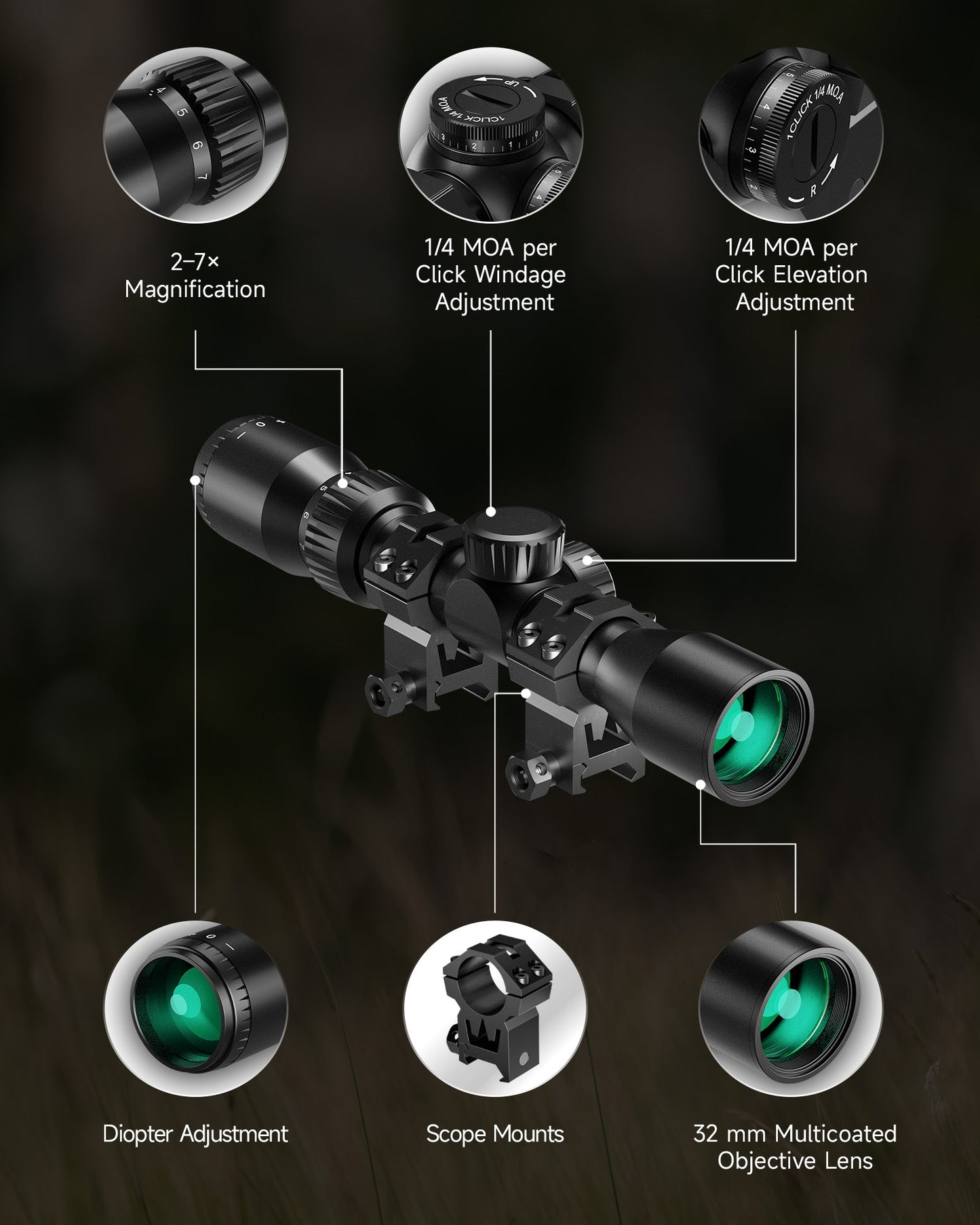 Multicoated Lens Optical Sights for Rifles Scope