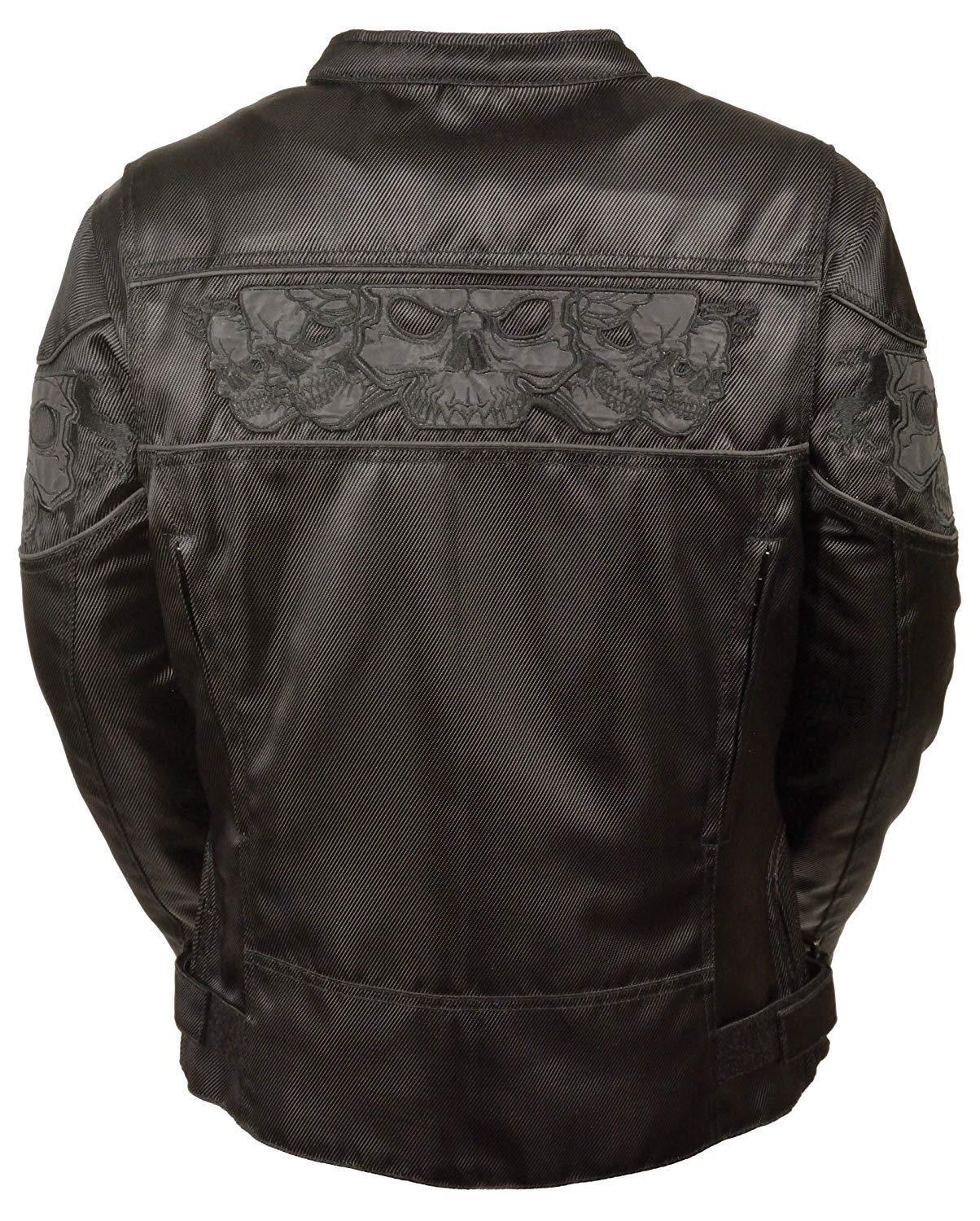 Milwaukee Leather MLL2540 Women's Crossover Black Leather Scooter Jacket Reflective Skull Graphic