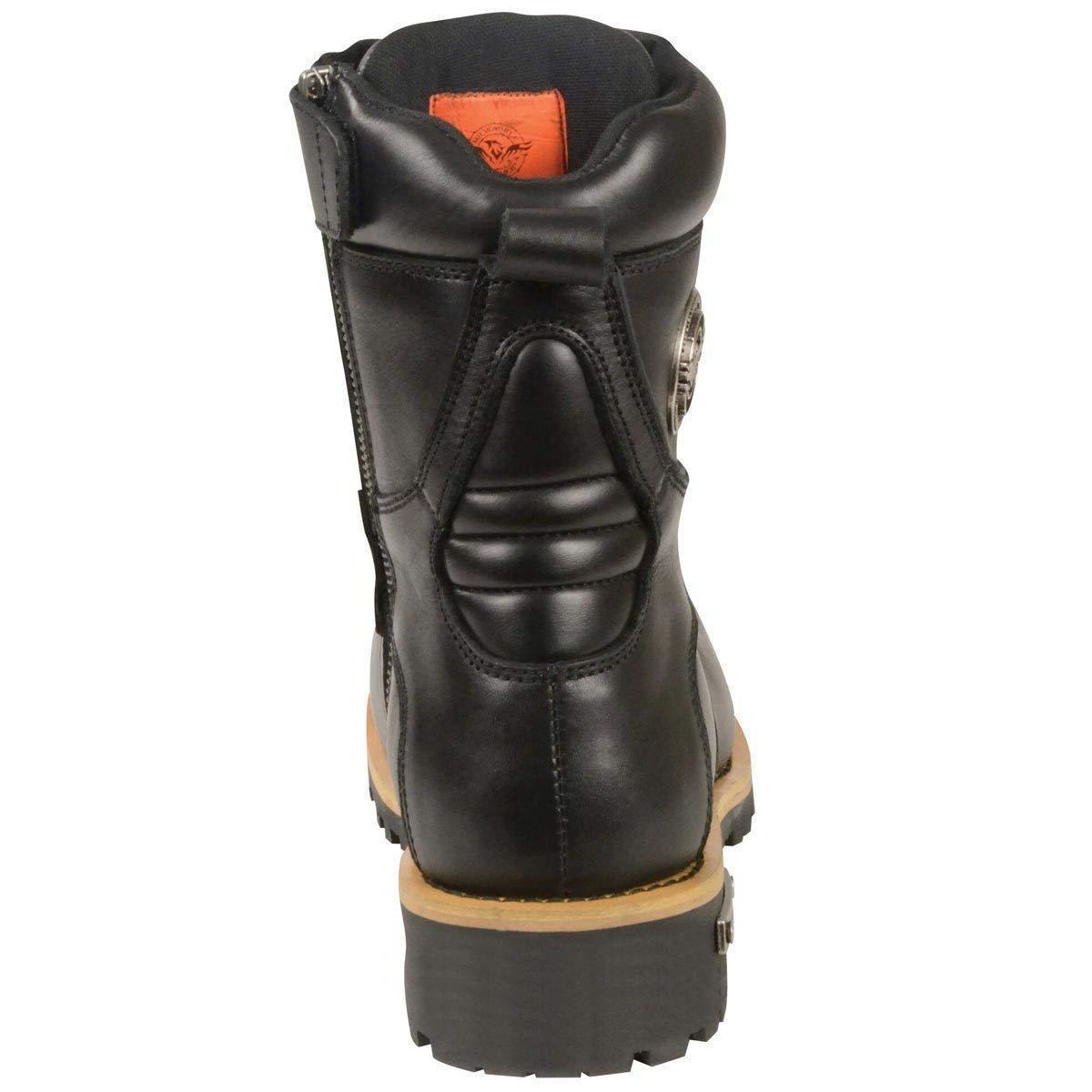 Milwaukee Leather MBM9095 Men’s Classic Black Logger Lace-Up Boots with Side Zipper