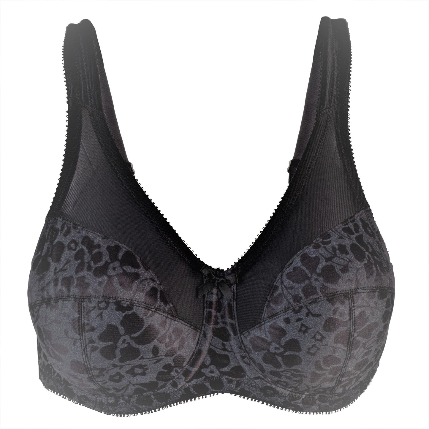 Style 7101 | Brand Printed Full Figure Support Underwire Bra - Black