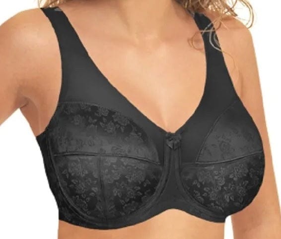 Style 7101 | Brand Printed Full Figure Support Underwire Bra - Black